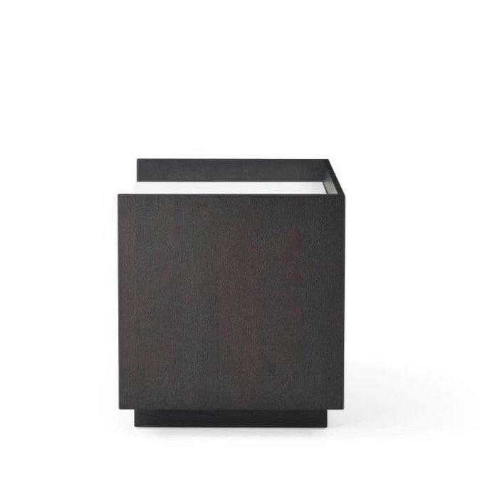 Saviour Bedside Table - White Marble & Anthracite/Grey Wash Oak.