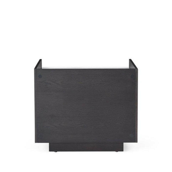 Saviour Bedside Table - White Marble & Anthracite/Grey Wash Oak.
