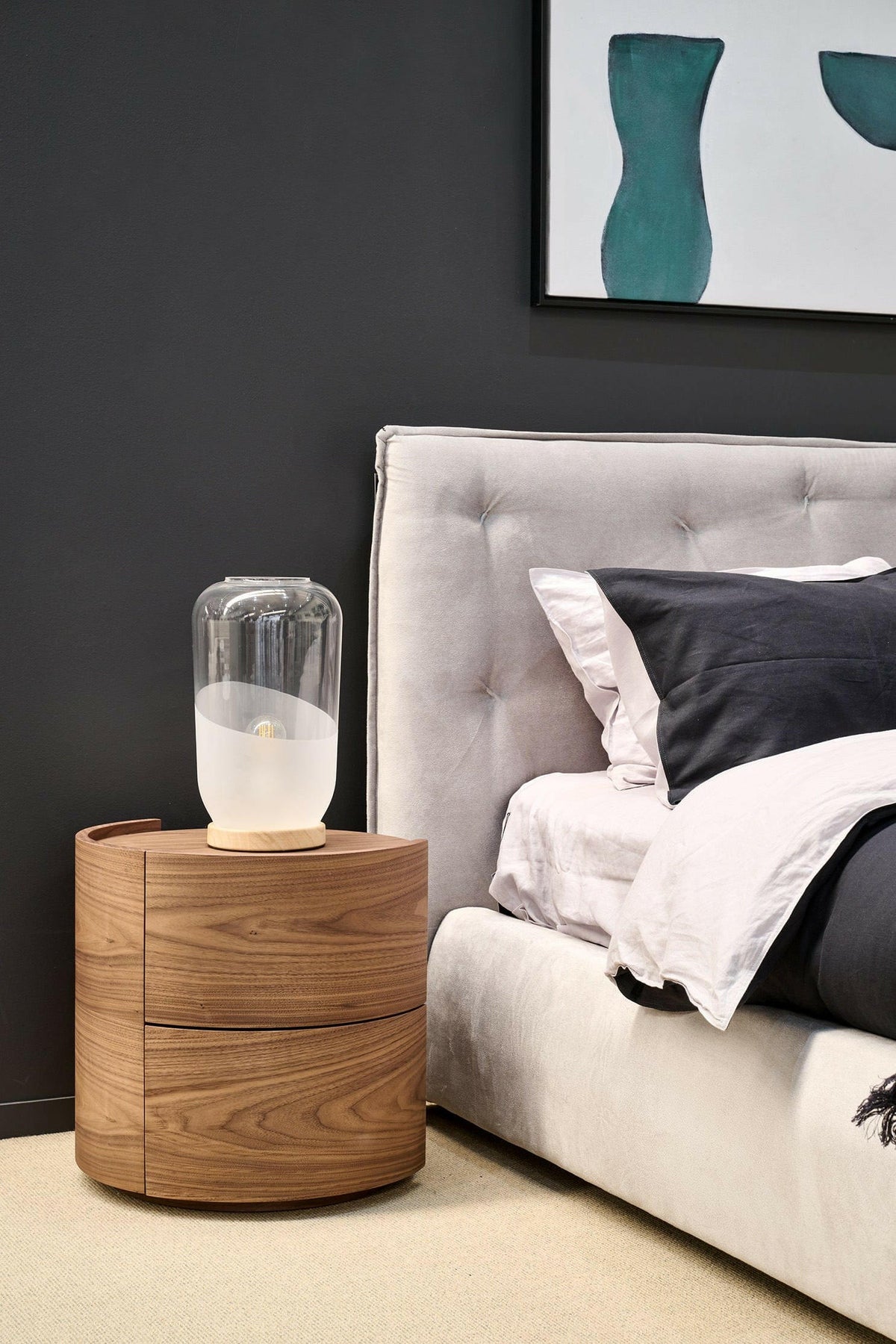 Dexter Bedside Table - Walnut - Pair.