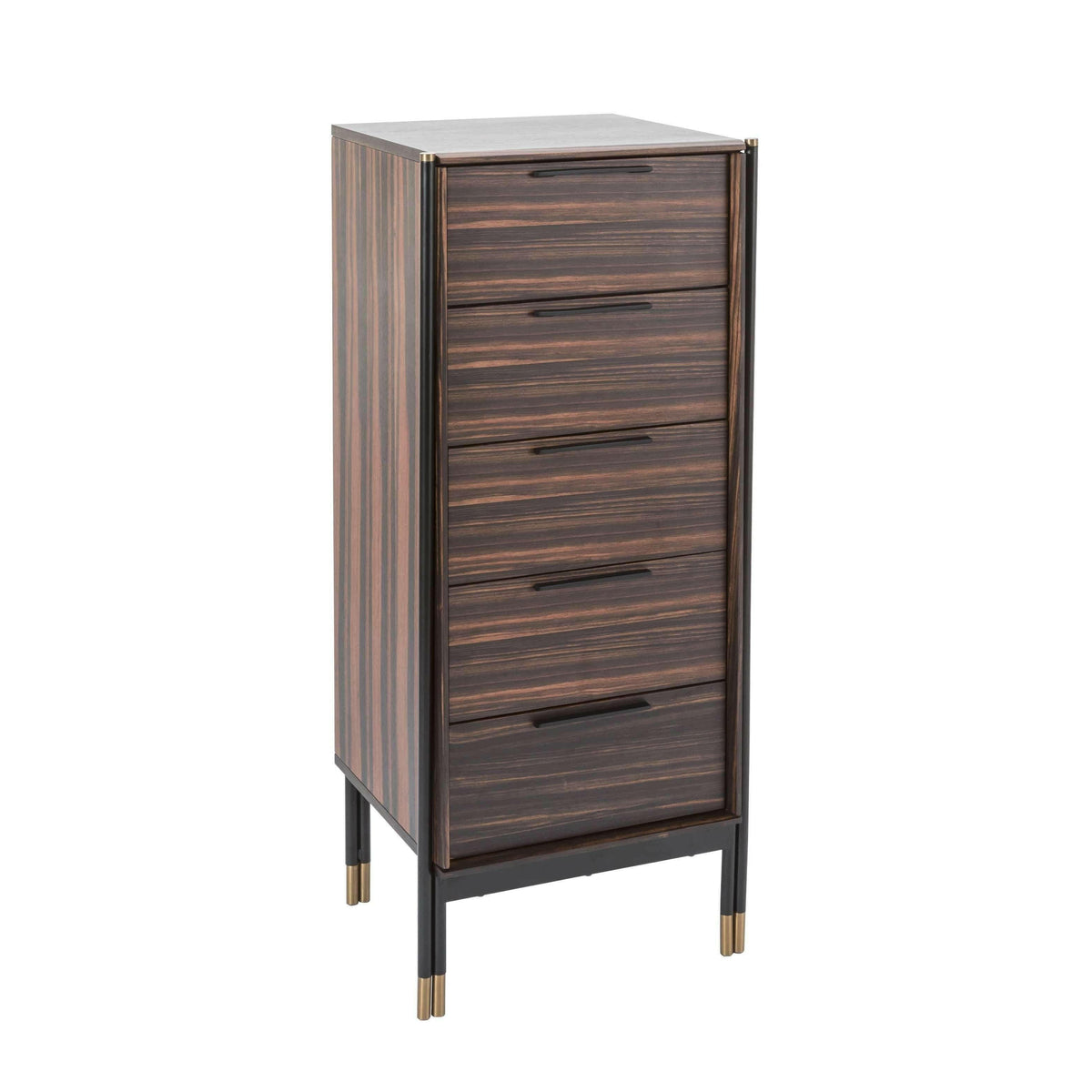 Bali 5 Drawer Tall Boy - Ebony / Greige.