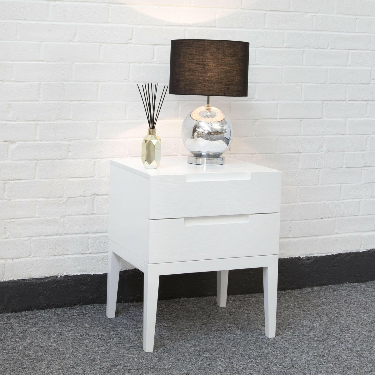 Orchid 2 Drawer Bedside - White.