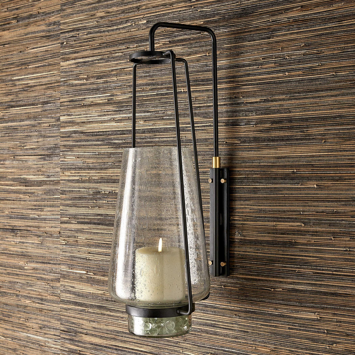 Black Label Tapered Hurricane Wall Mounted Candle Holder.