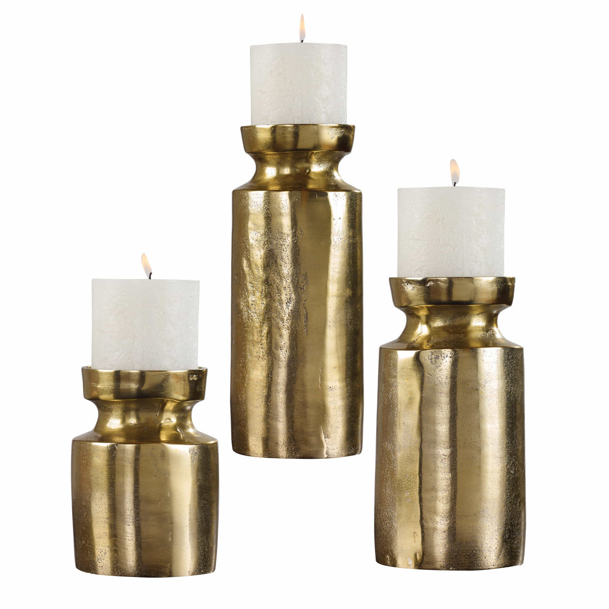 Uttermost Amina Antique Brass Candleholders Set/3.