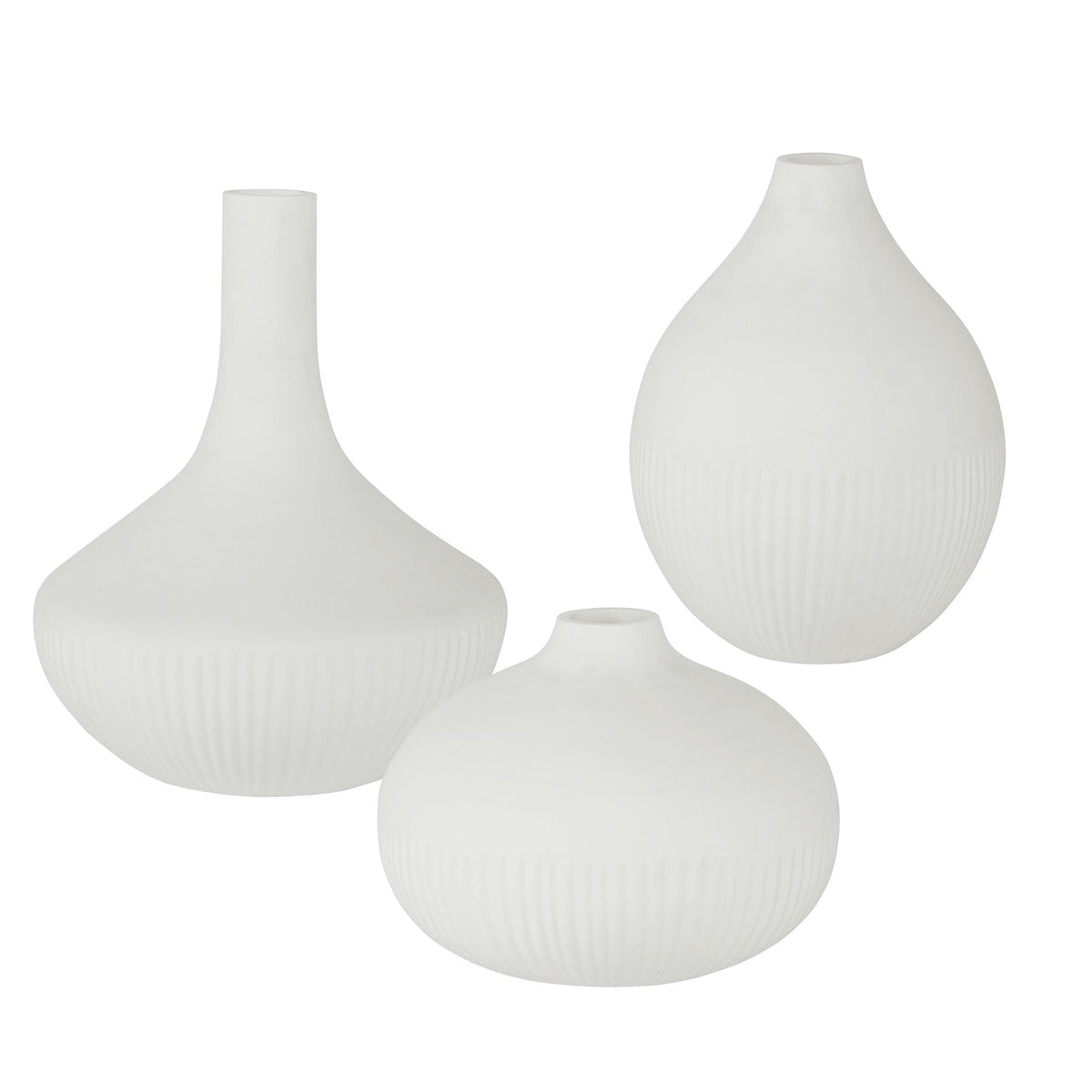 Uttermost Apothecary Satin White Vases, Set/3.