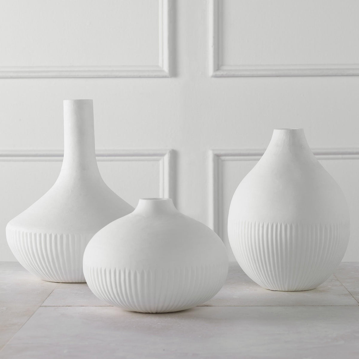 Uttermost Apothecary Satin White Vases, Set/3.