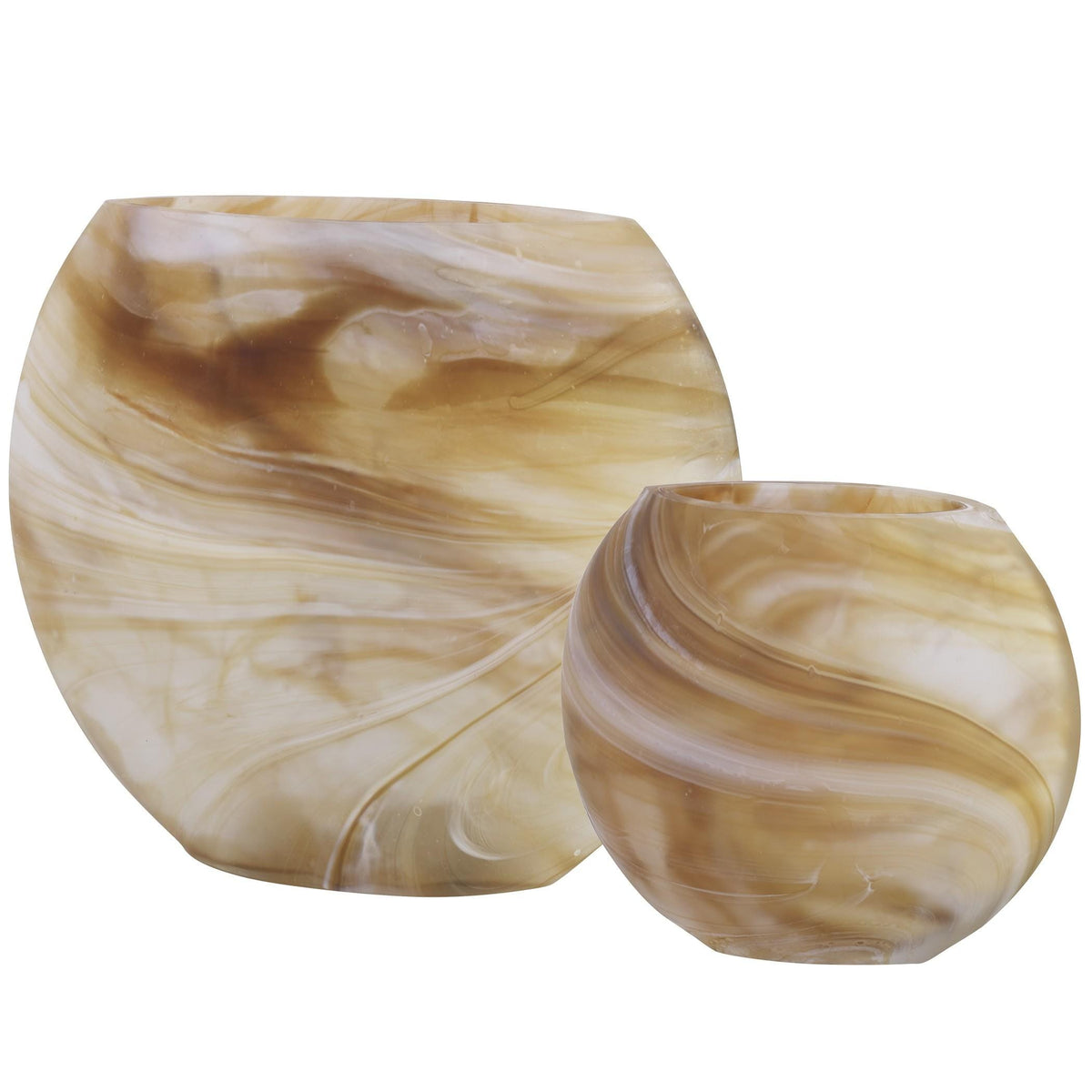 Uttermost Fusion Swirled Caramel & Ivory Vases, Set/2.