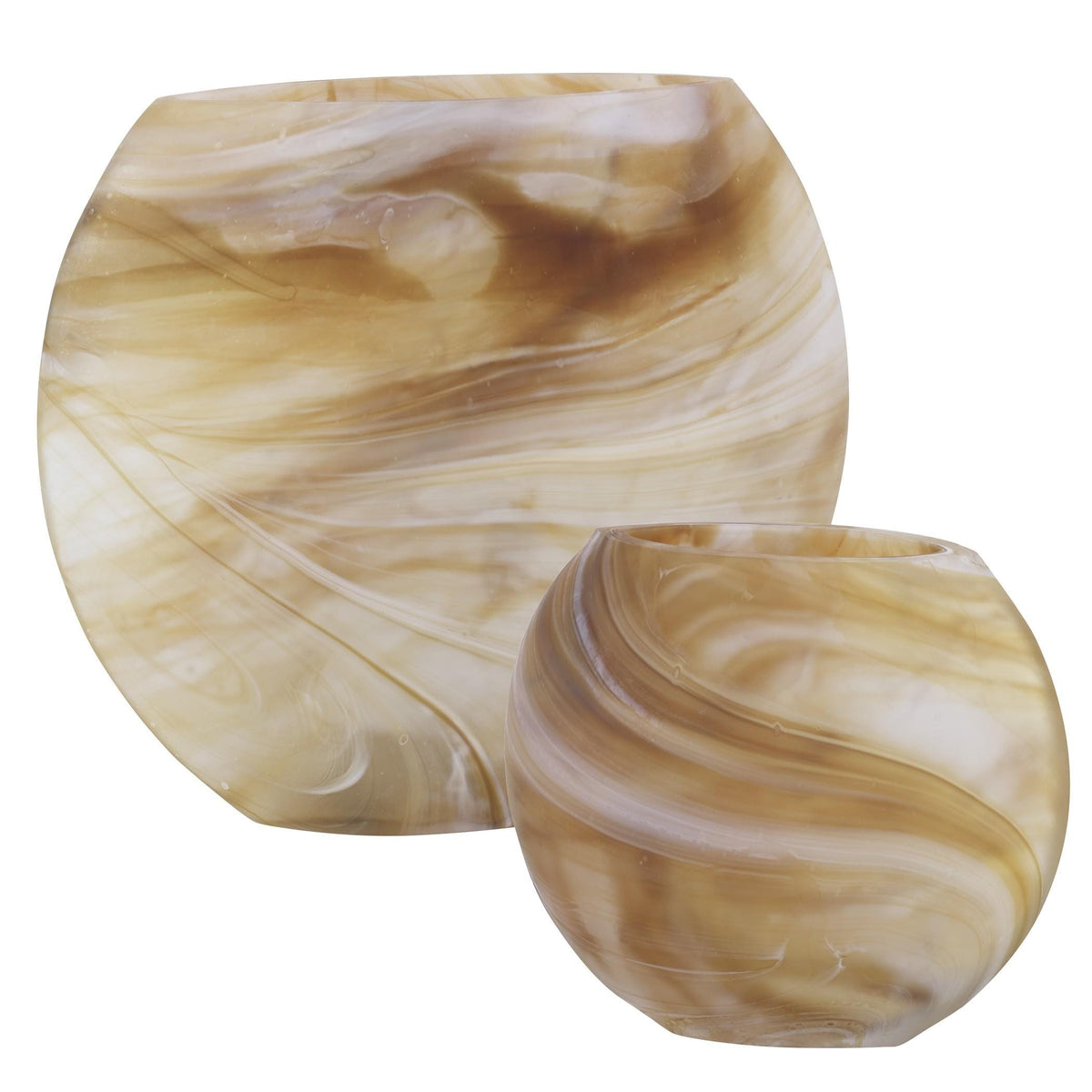 Uttermost Fusion Swirled Caramel & Ivory Vases, Set/2.