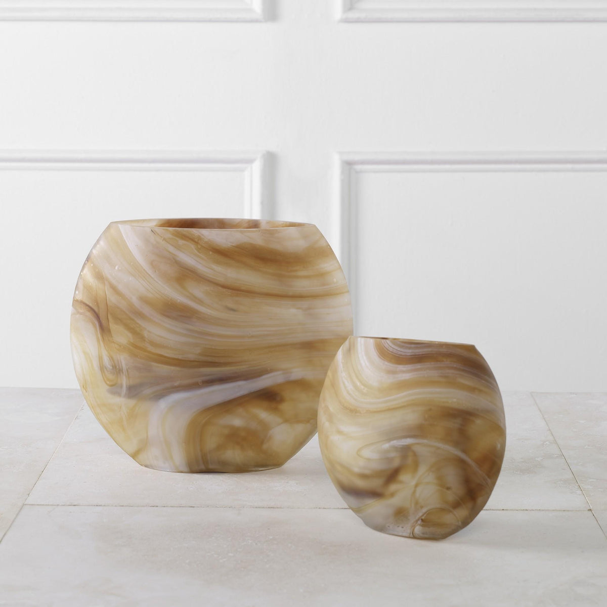 Uttermost Fusion Swirled Caramel & Ivory Vases, Set/2.