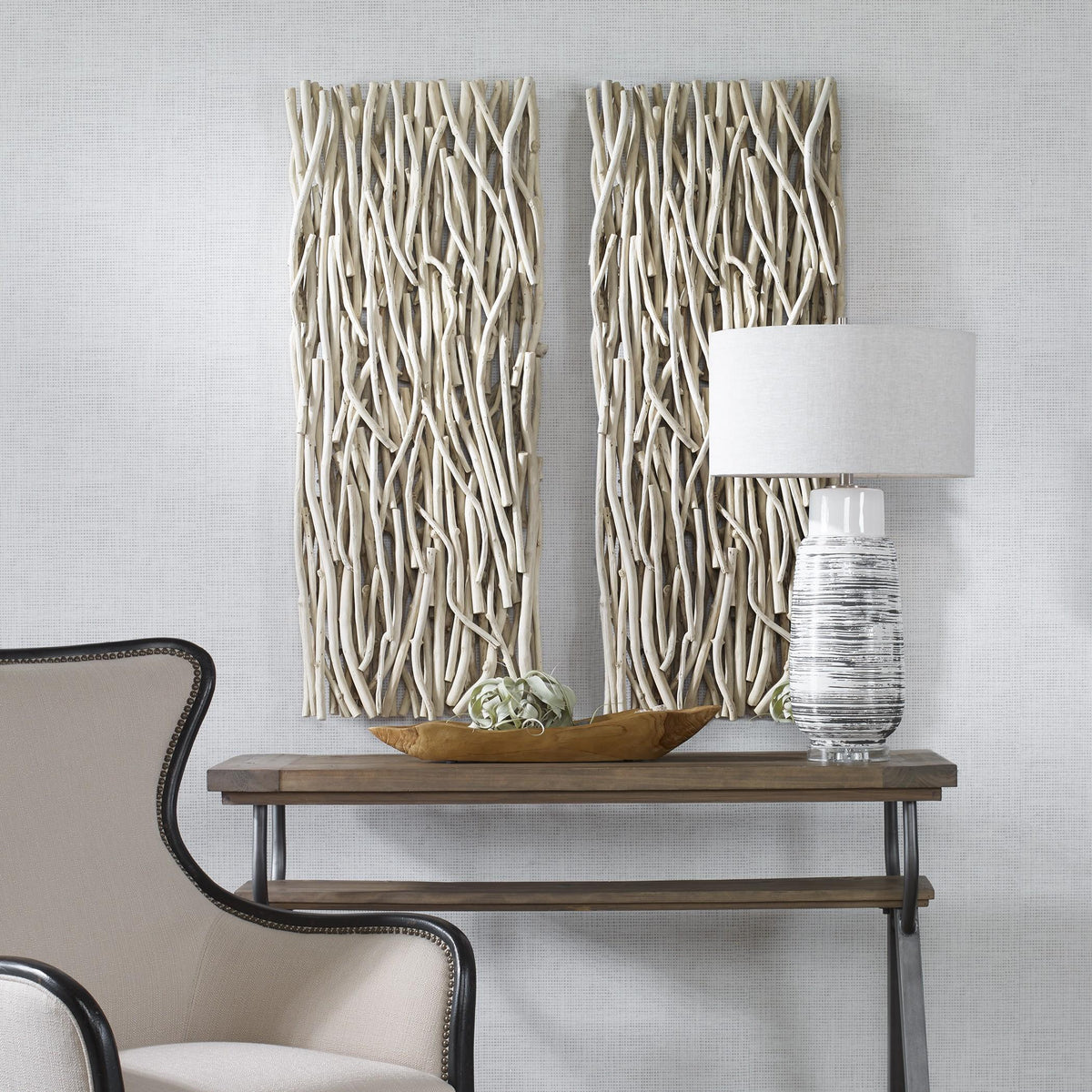 Uttermost Gathered Teak Bleached Wood Wall Decor.