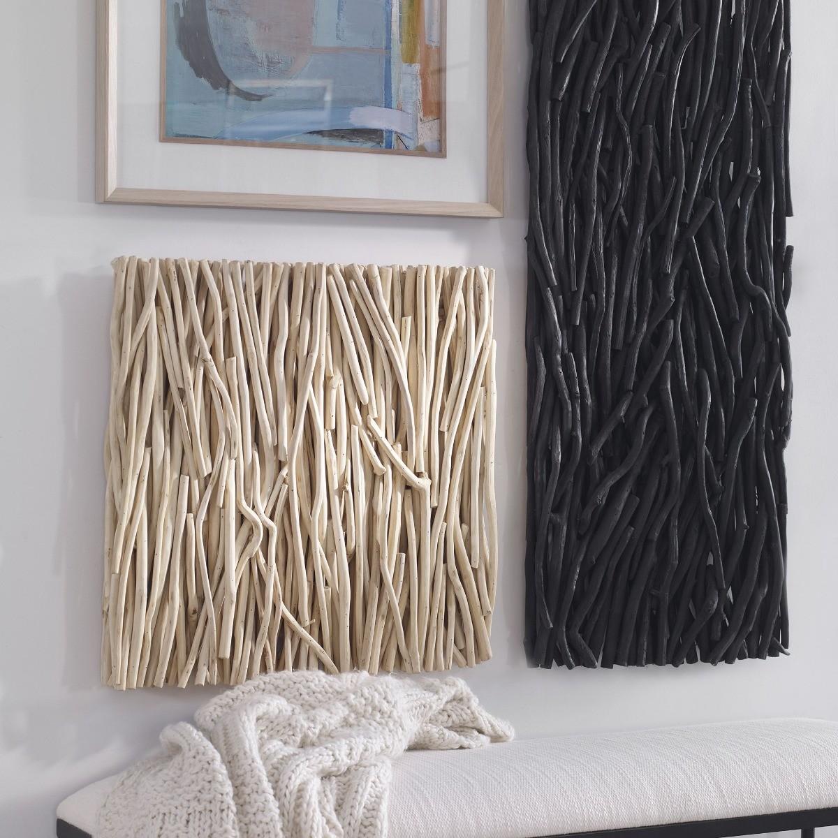 Uttermost Gathered Teak Square Bleached Wood Wall Decor.