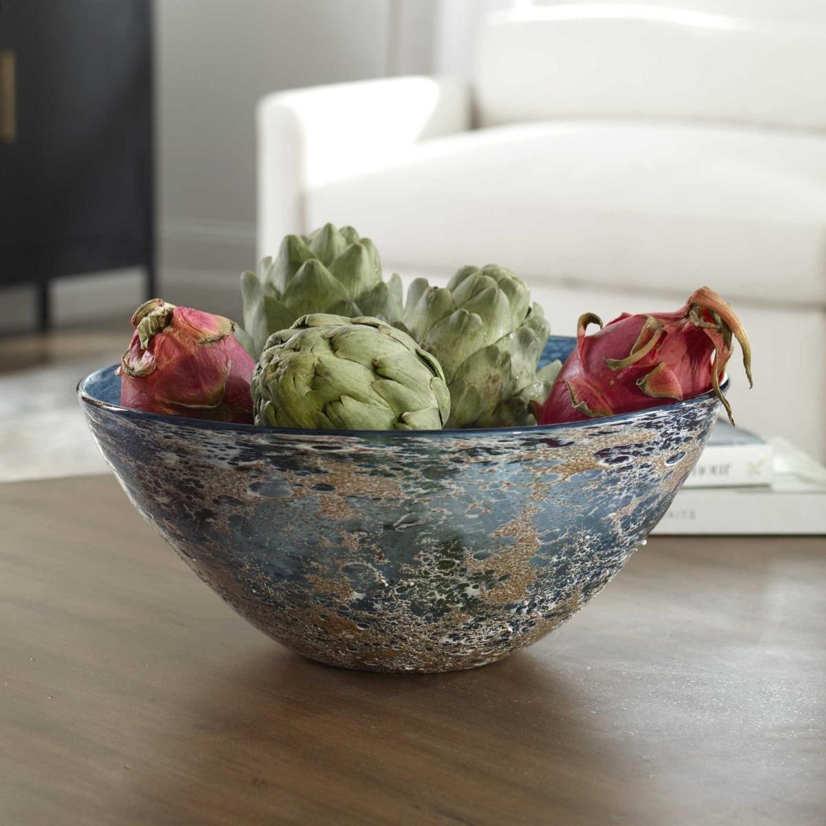 Uttermost Accessories Uttermost Genovesa Aqua Glass Bowl House of Isabella UK