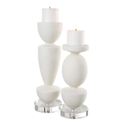 Uttermost Accessories Uttermost Lido White Stone Candleholders | Set of 2 House of Isabella UK