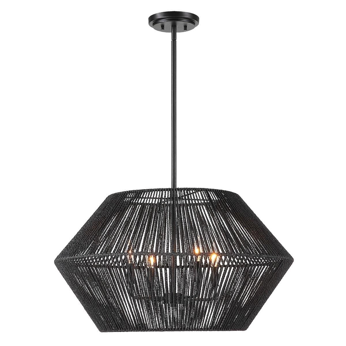 Uttermost Lighting Uttermost Suva 4 Light Black Rope Pendant House of Isabella UK