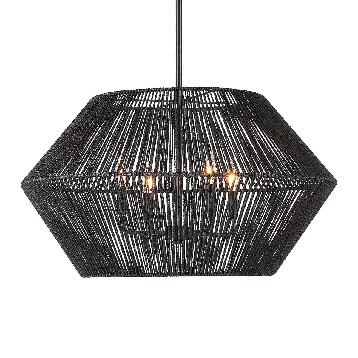 Uttermost Lighting Uttermost Suva 4 Light Black Rope Pendant House of Isabella UK