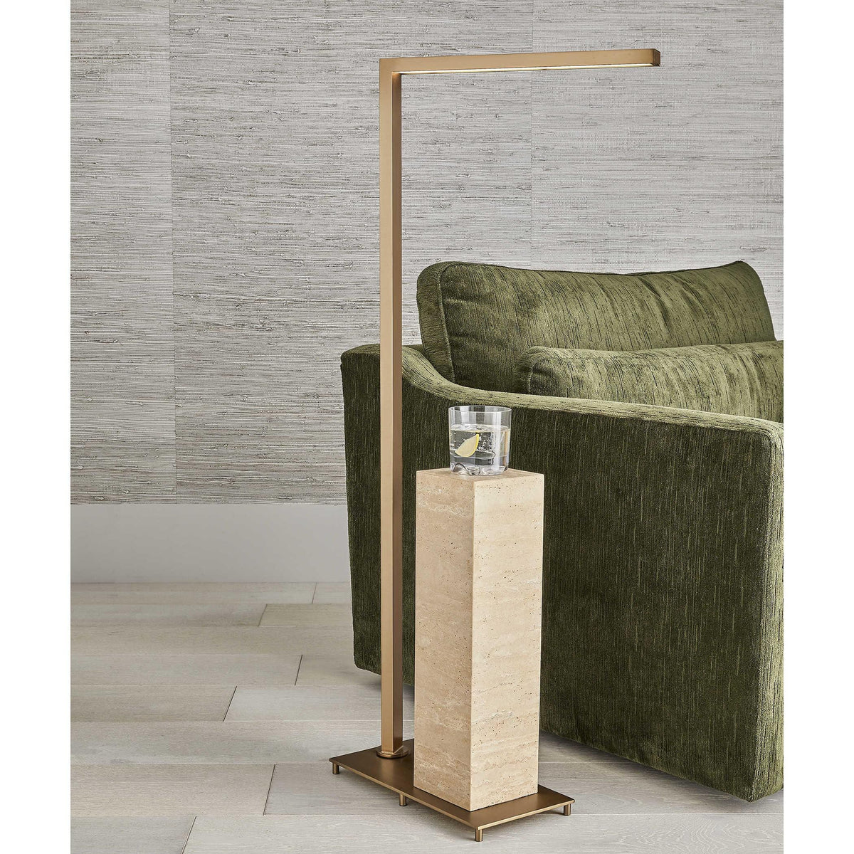 Black Label Illume Drink Stand - Travertine/brass.