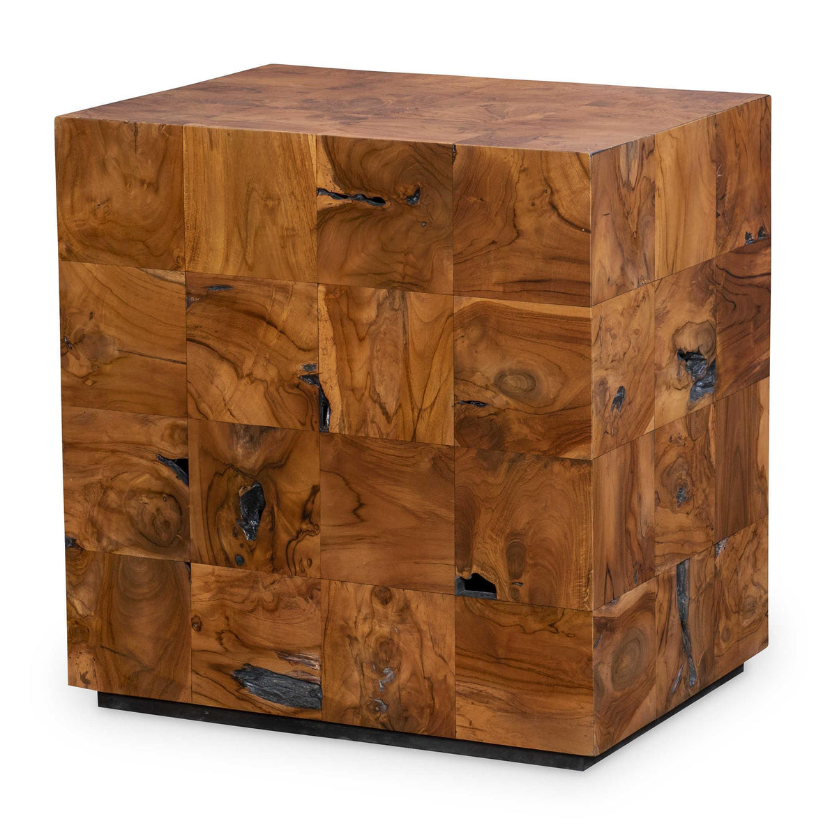 Black Label Teak Tac Toe End Table - Caramel.