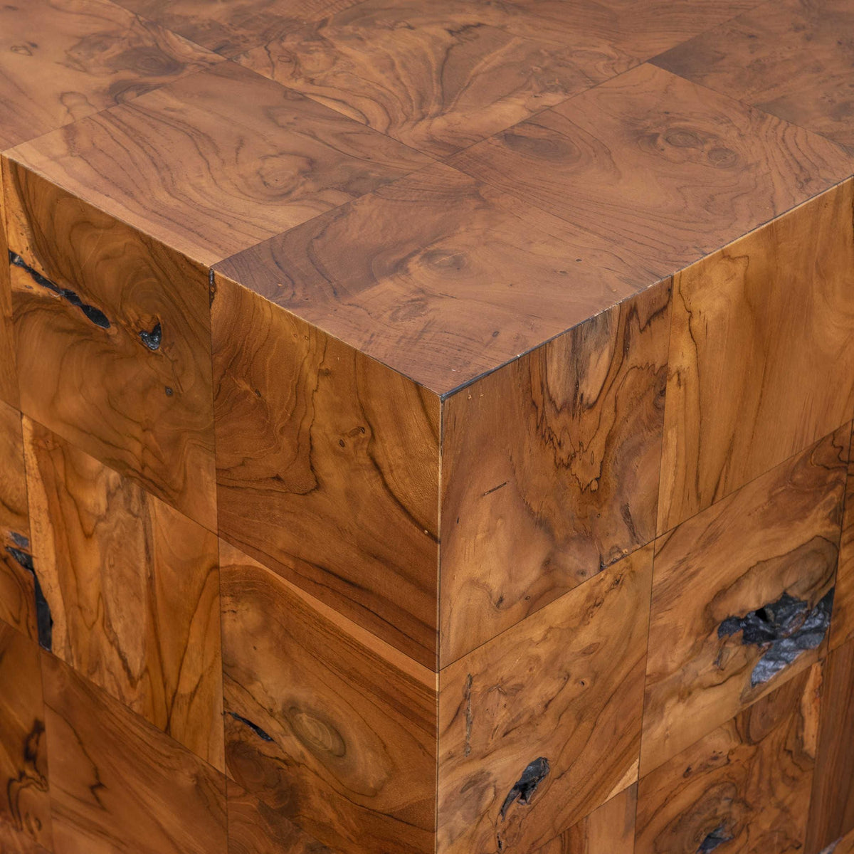 Black Label Teak Tac Toe End Table - Caramel.