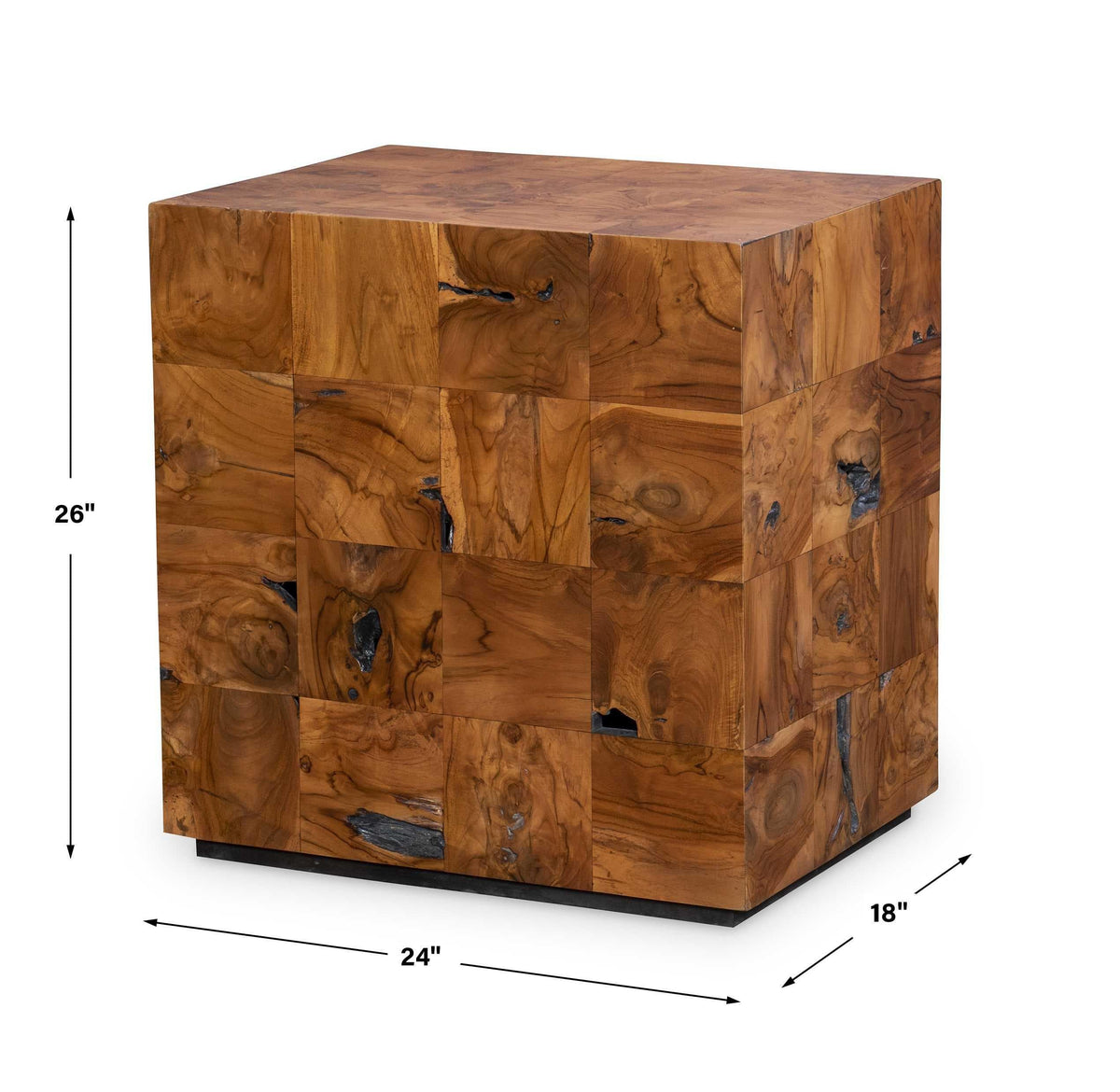Black Label Teak Tac Toe End Table - Caramel.
