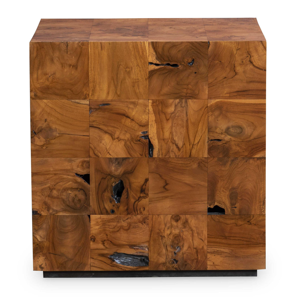 Black Label Teak Tac Toe End Table - Caramel.