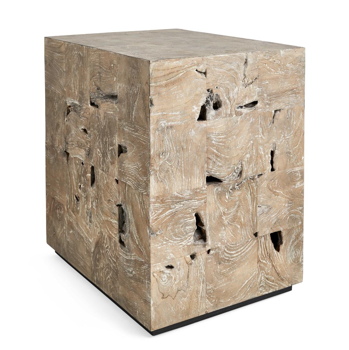 Black Label Teak Tac Toe End Table - Light.