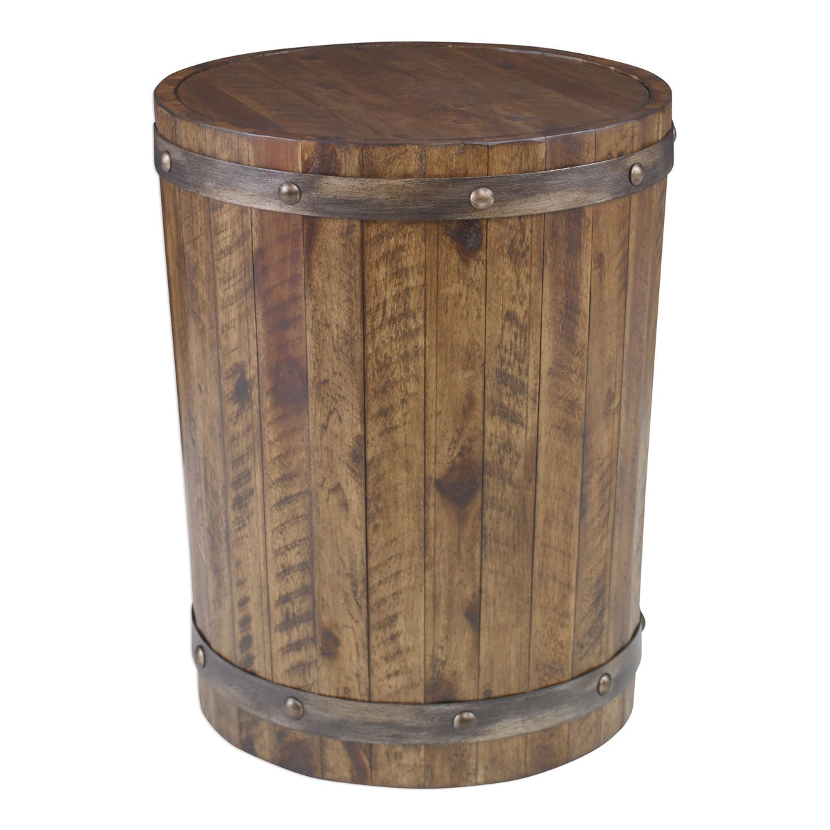 Uttermost Ceylon Wine Barrel Side Table.