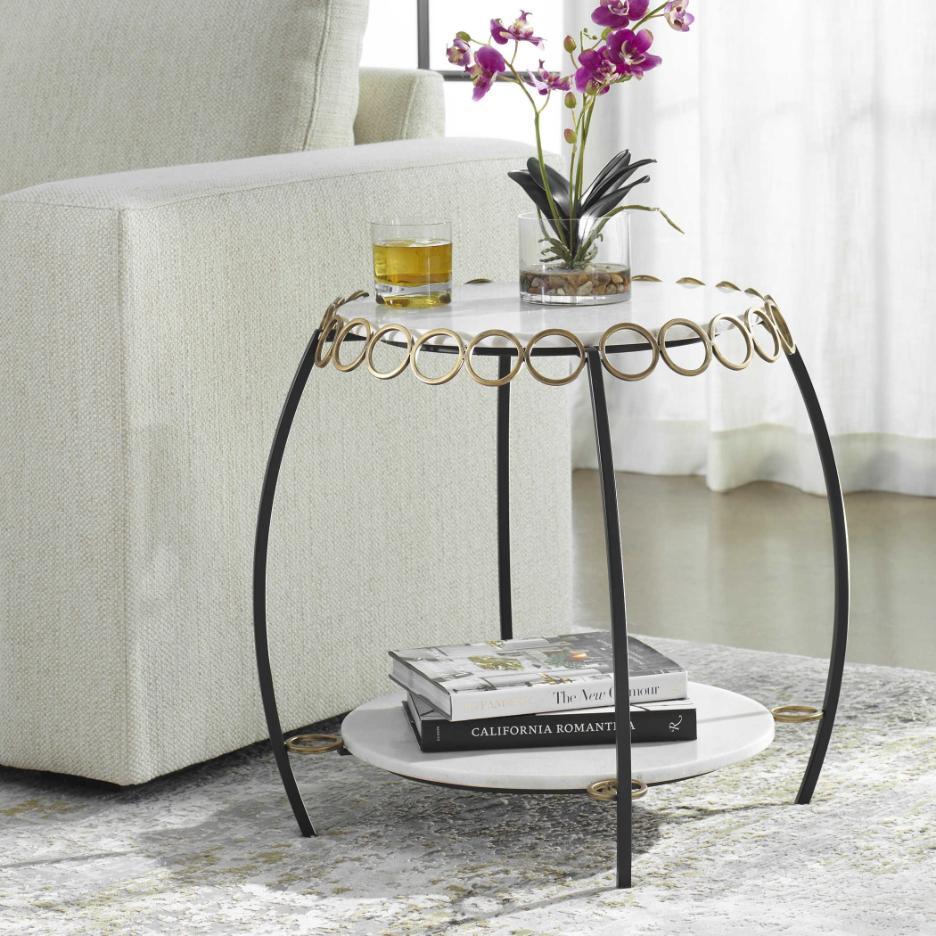 Uttermost Living Uttermost Chainlink White Marble Side Table House of Isabella UK