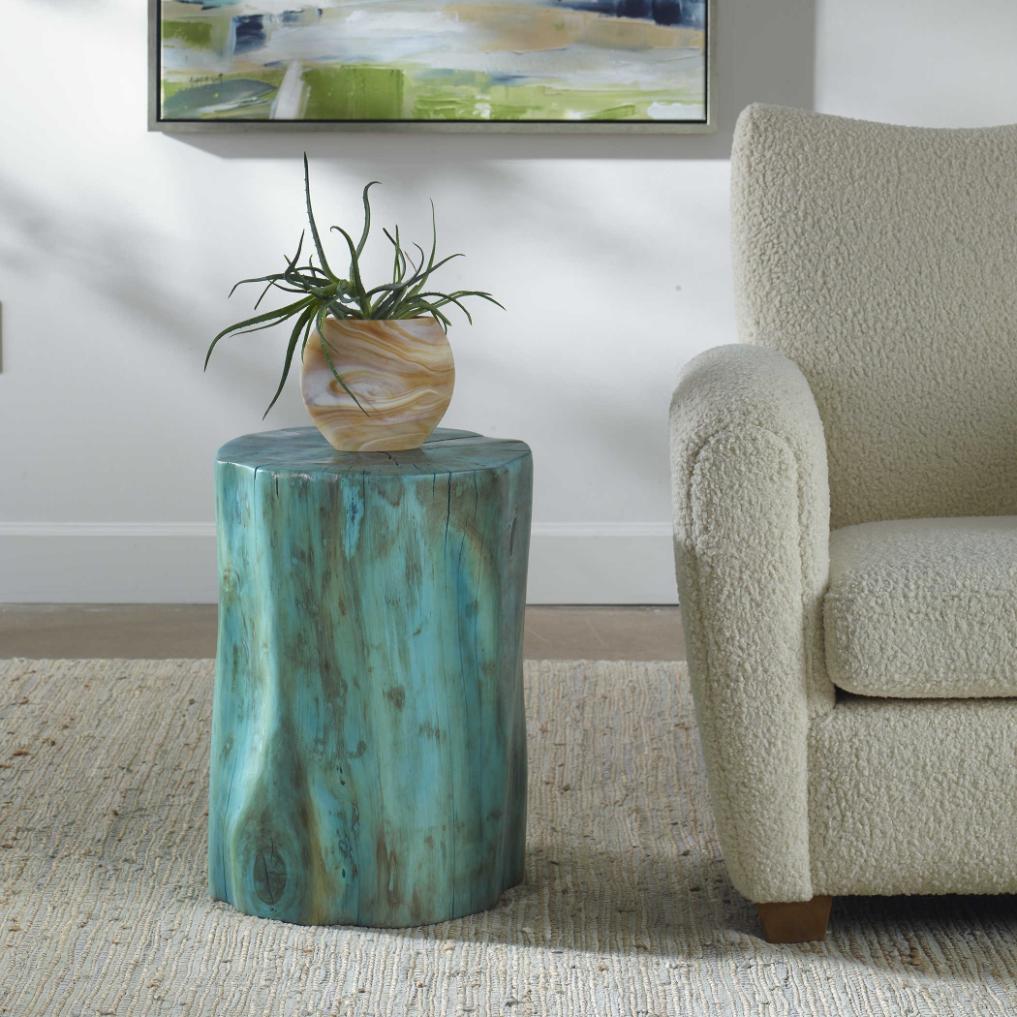 Uttermost Habitat Blue Accent Stool.