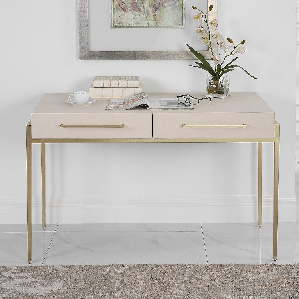 Uttermost Jewel Modern White Desk.