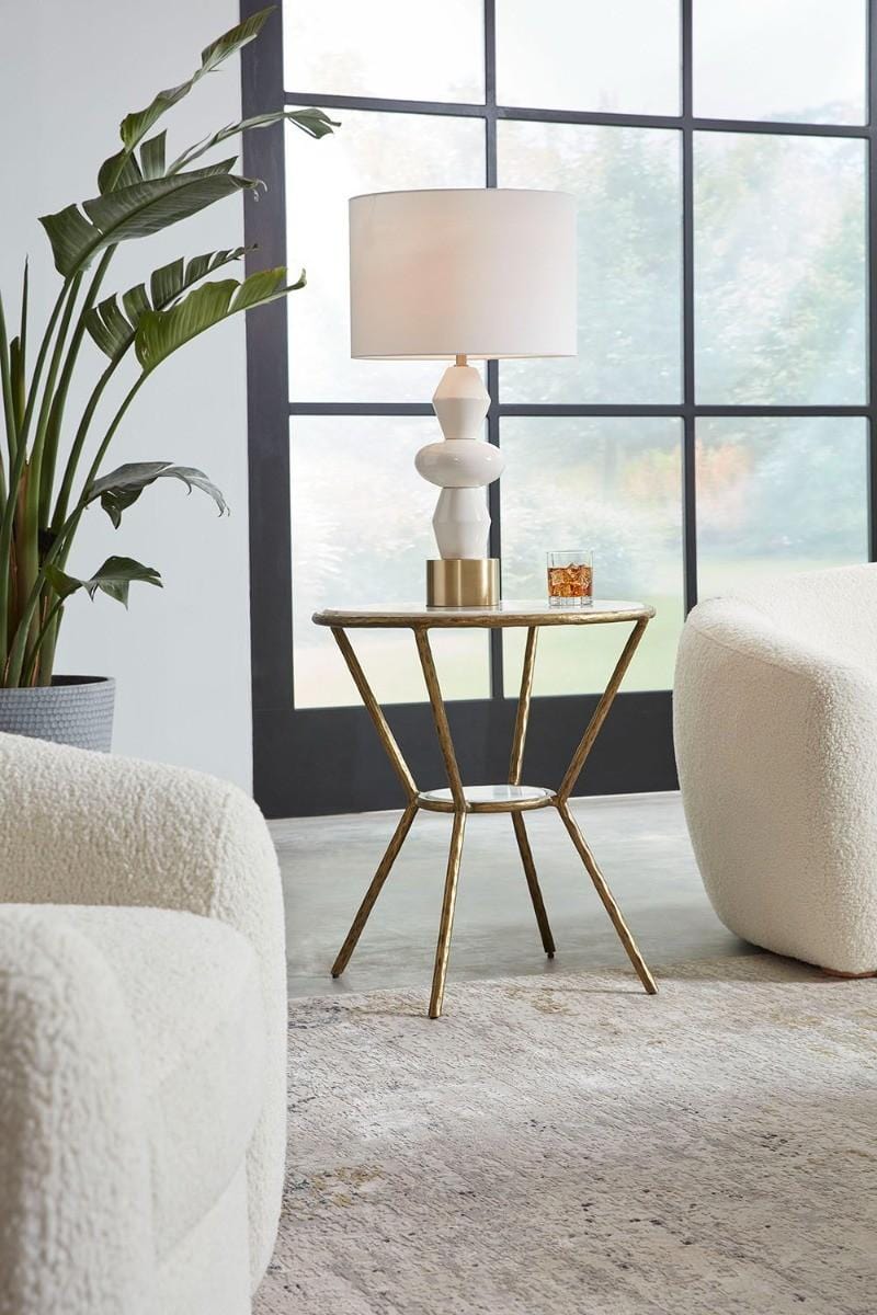 Uttermost Refuge Round White Side Table.