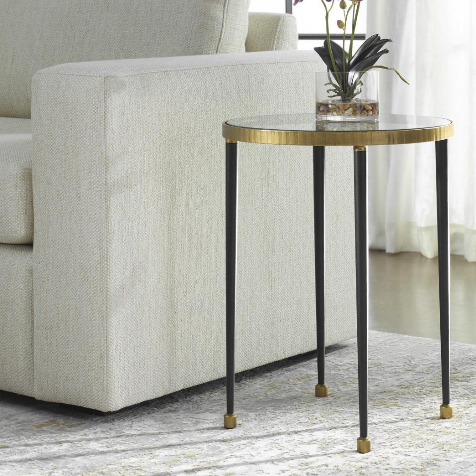 Uttermost Stiletto Antique Gold Side Table.