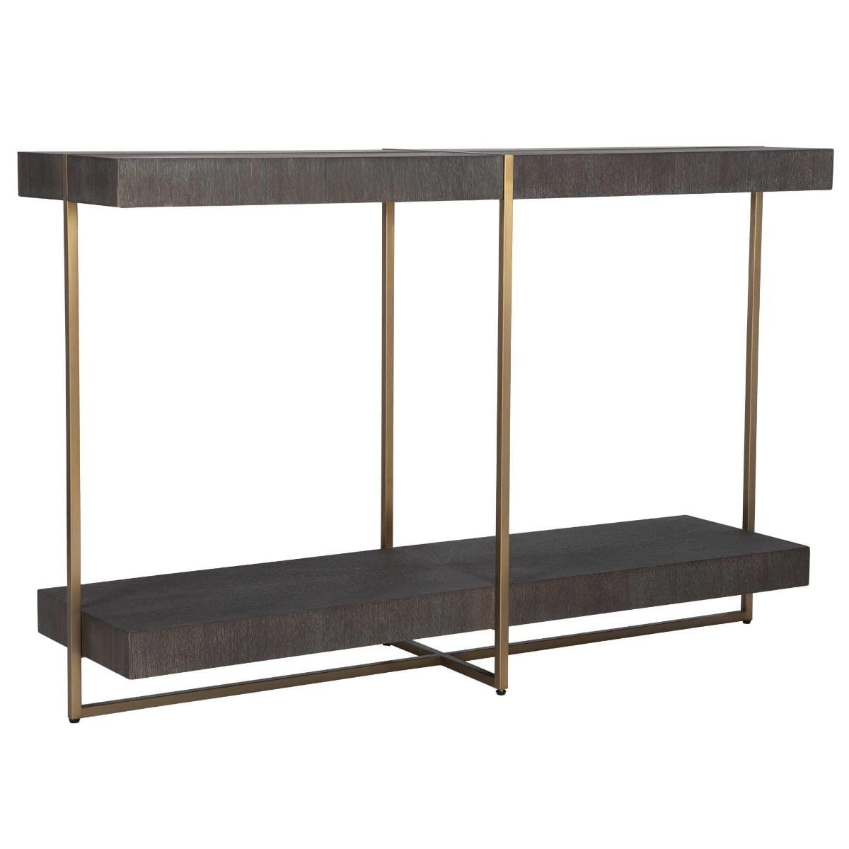 Uttermost Taja Modern Brass & Wood Console Table.
