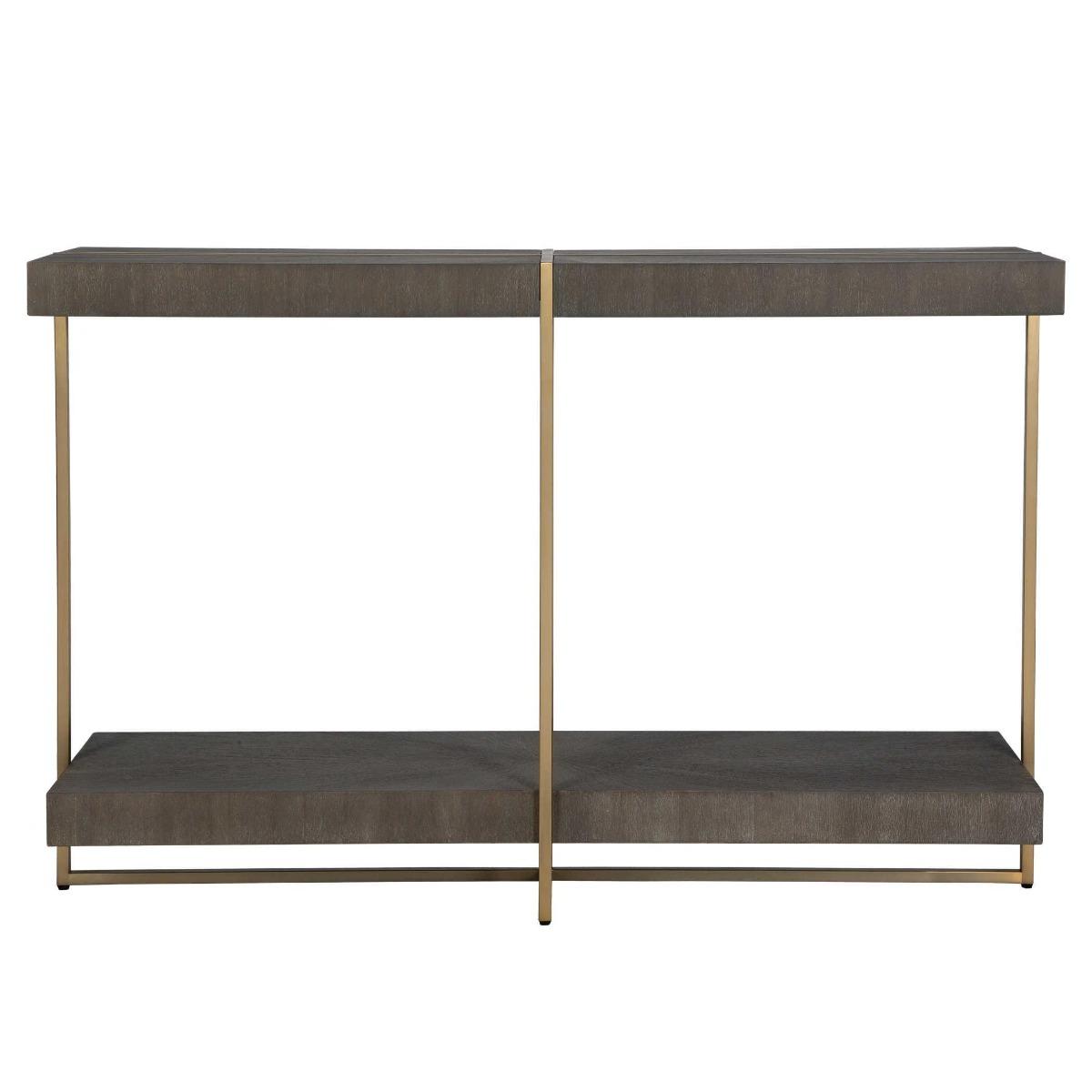 Uttermost Taja Modern Brass & Wood Console Table.