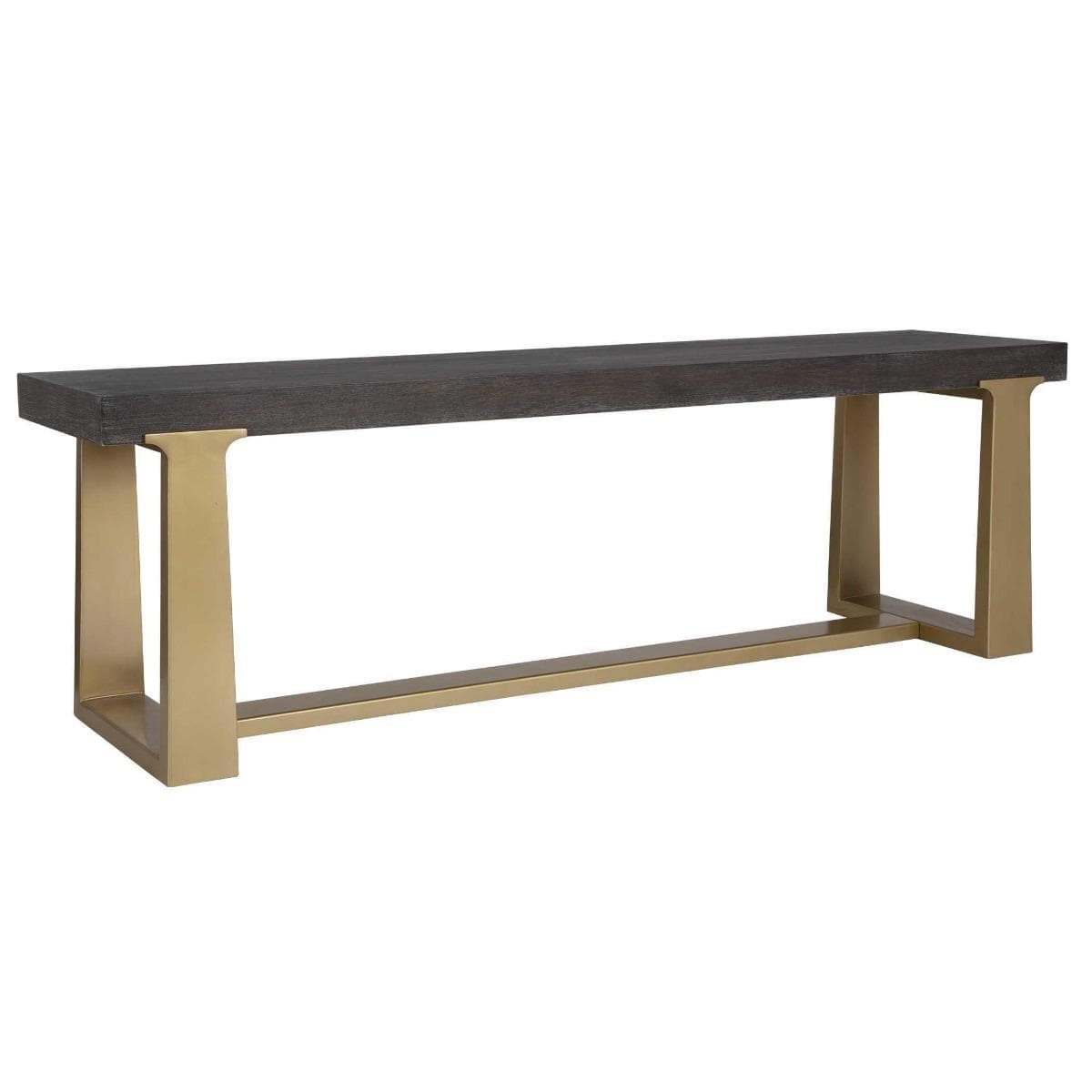 Uttermost Living Uttermost Voyage Brass and Wood Bench House of Isabella UK