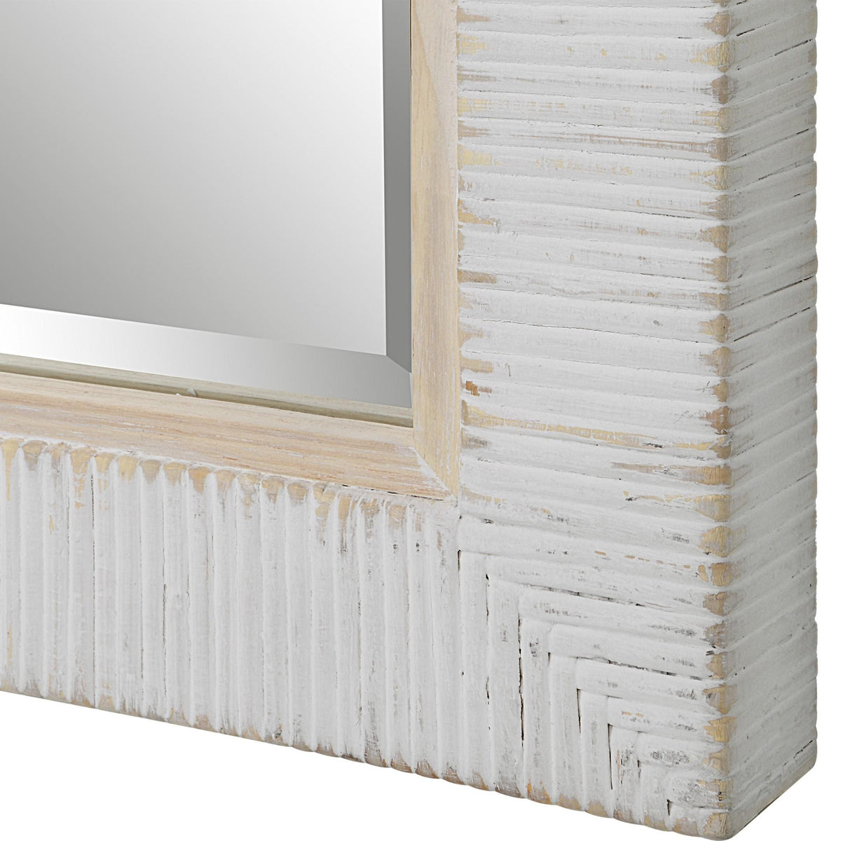 Uttermost Cape Whitewashed Rattan Mirror.