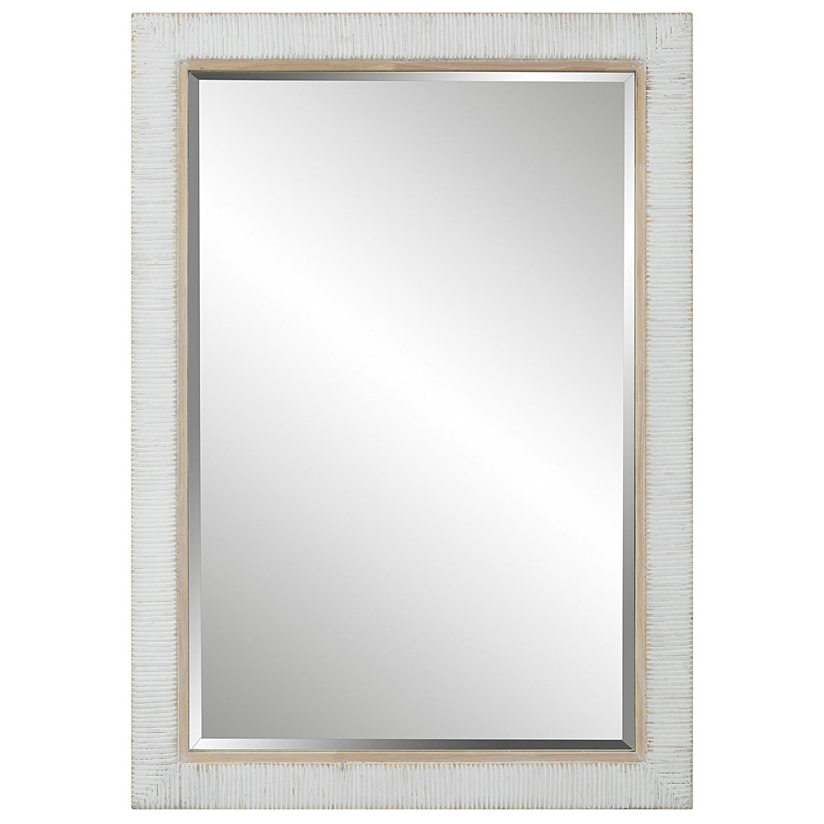 Uttermost Cape Whitewashed Rattan Mirror.