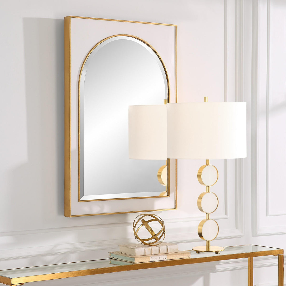 Uttermost Crisanta Gloss White Arch Mirror.