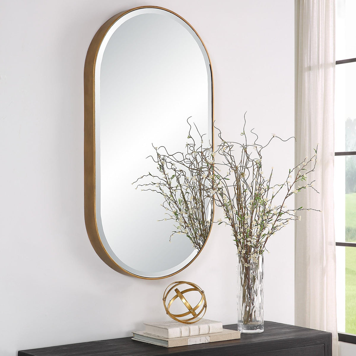 Uttermost Lago Oval Gold Mirror.
