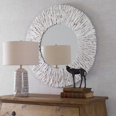 Uttermost Mirrors Uttermost Teak Branch White Round Mirror House of Isabella UK